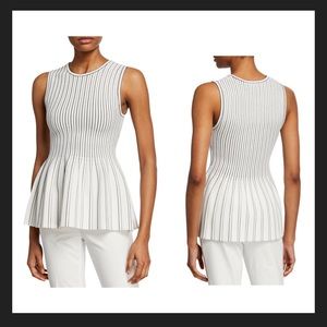 Theory Striped Peplum Shell Blouse
